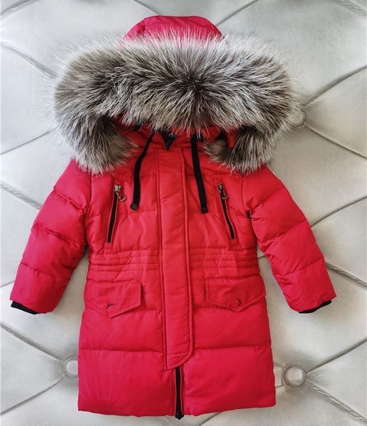 Down jacket, male baby jacket, winter clothing, children&#039;s thick and long styles, real fur collar, children&#039;s warm jacket, hooded