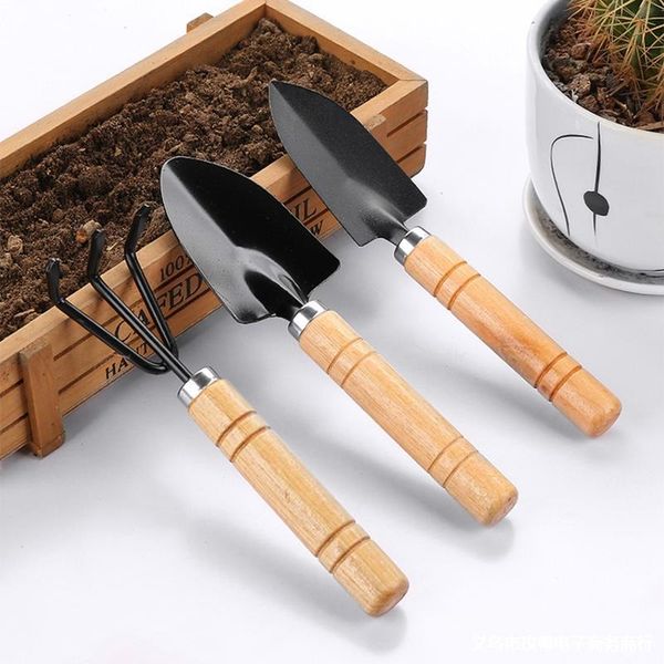 3Pcs-Set New Creative Gardening Shovel Small Wooden Shovels Rake Spade Potted Plant Flowers Garden Tools 0703