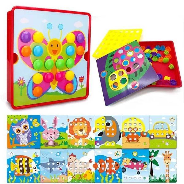 3D Puzzles 3D Mushroom Nail Puzzle Jigsaw Toy Montessori Baby Toys Cartoon Animal Puzzles Game s Early Educational Toys Children Gifts H2411