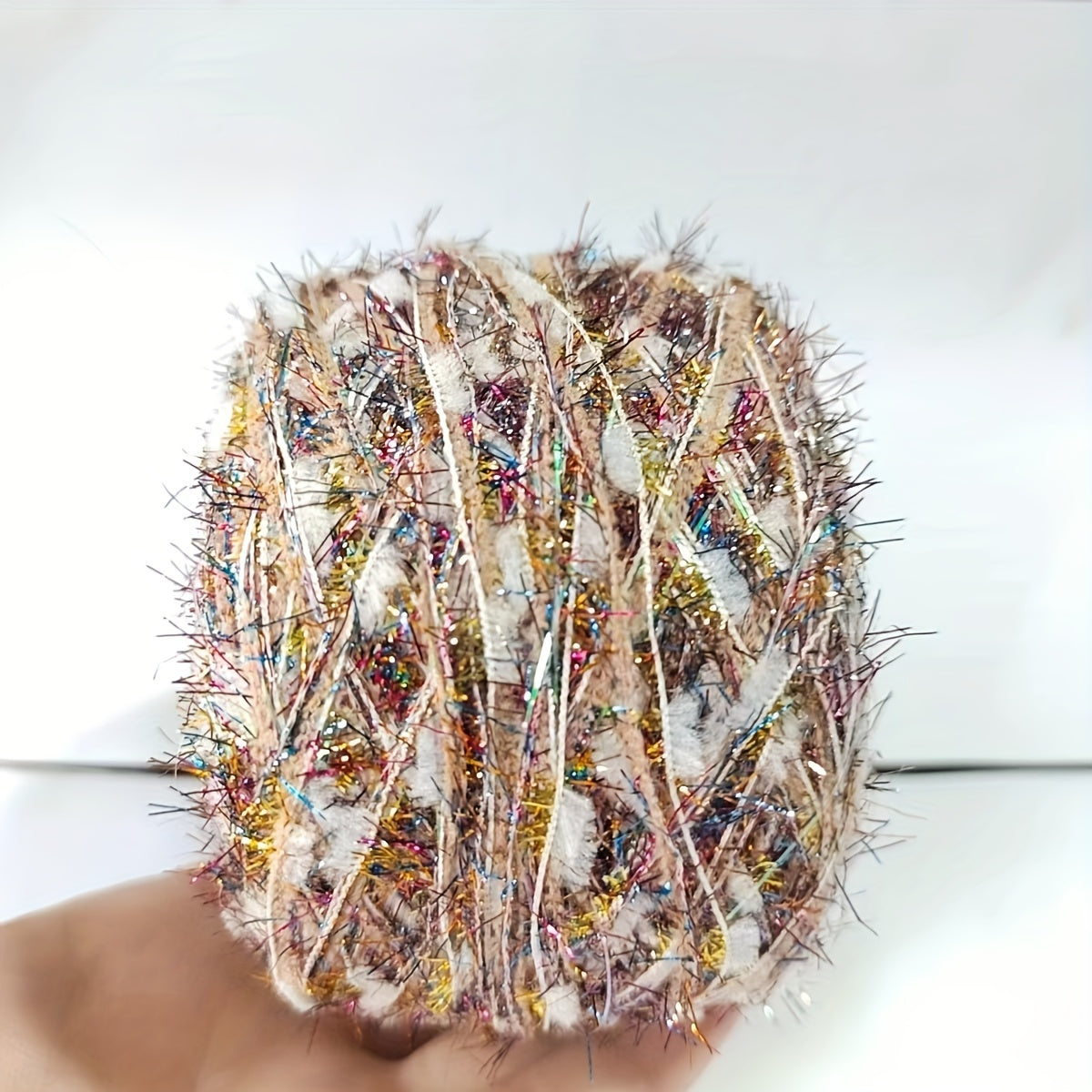 TEMU 50g Per Piece Of Black Golden Glitter Glass Yarn Mixed Thread, Small Nylon Fantasy Golden And Silvery Multi-strand Mixed Yarn, Diy Knitting