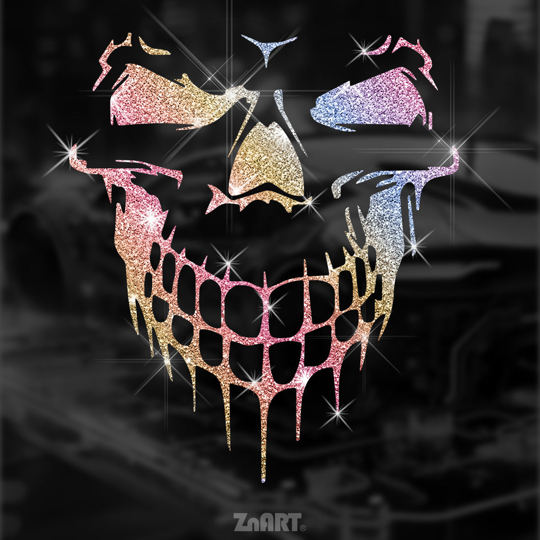 TEMU 1pc Zn Art Shimmery Vinyl Sticker - Motorcycle & Car Decal With Sparkling Iridescent Design, Removable Self-adhesive No Residue, Fits Vehicles,