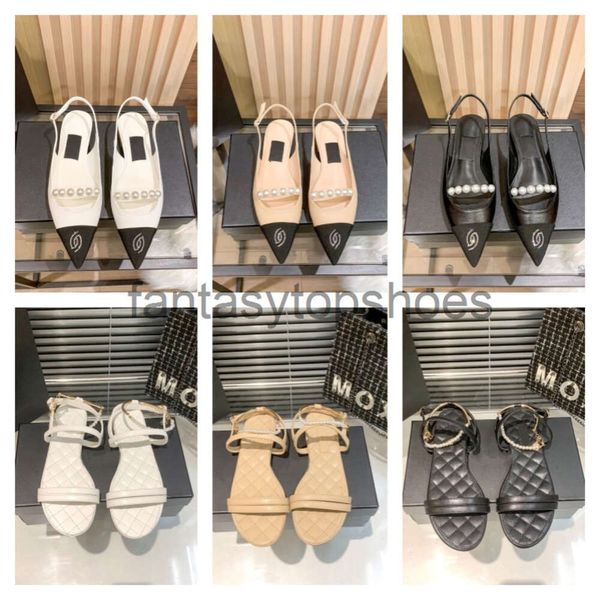 ChanellsShoes espadrilles shoes Womens Slingbacks ballerinas sandal Quilted checks dress Diamond pearls flat sandals loafers ballet flats Sl