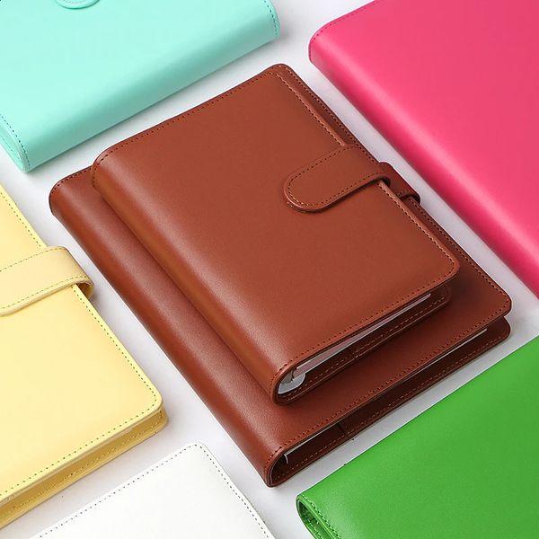 Macaron Leather Spiral A5A6 Color Notebook Cover Office Organizer Stationery Binder Notepad Planner 241223