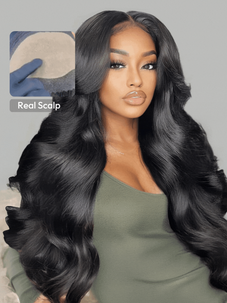 [Pay 22" Get 24"] HD Real Scalpâ¢ Wig 13x4 Invisible Lace Frontal Loose Wave with Face Framing Curtain Bangs