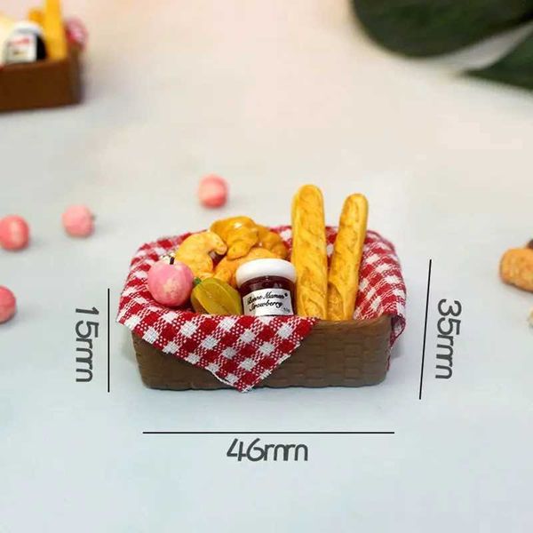 1 set of 1-12 ratio mini French bread toast fruit and jam baskets used for doll kitchen games toy pretend food accessories W241119