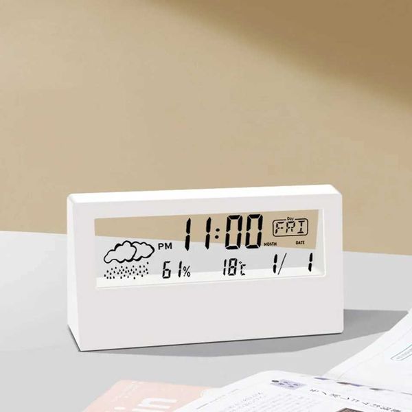 Thermo-Hygrometer Clock Creative Weather Display Electronic Alarm CLock Desktop Table Decor For Living Room Bedroom Y240904
