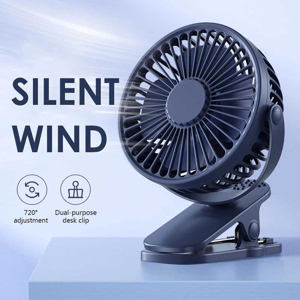 Other Appliances USB mini wind power handheld clamp fan 3-speed charging desk fan portable student cooling and ventilation fan J240423