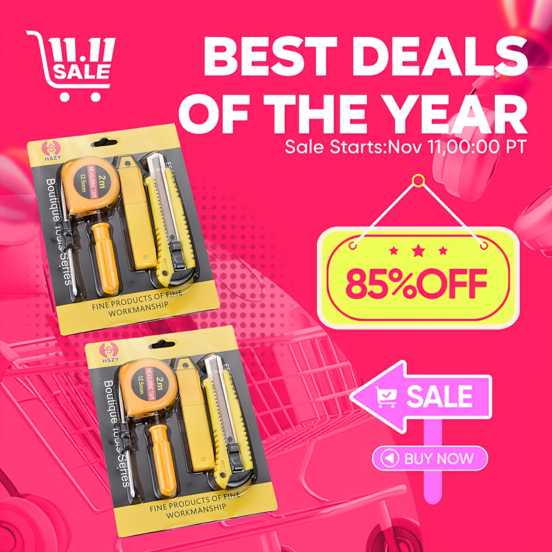 TEMU 10pcs Function Tools Set: Household And Car Repair Set, Household Tools Set, Includes Tape Measure, Utility Knife, Screwdriver, Blades, The For