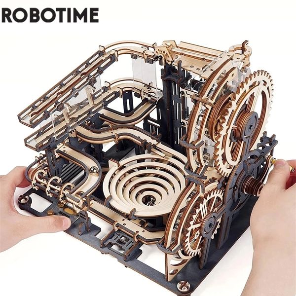 Diecast Model Robotime Rokr Marble Run Set 5 Kinds 3D Wooden Puzzle DIY Model Building Block Kits Assembly Toy Gift for Teens Adult Night Ci