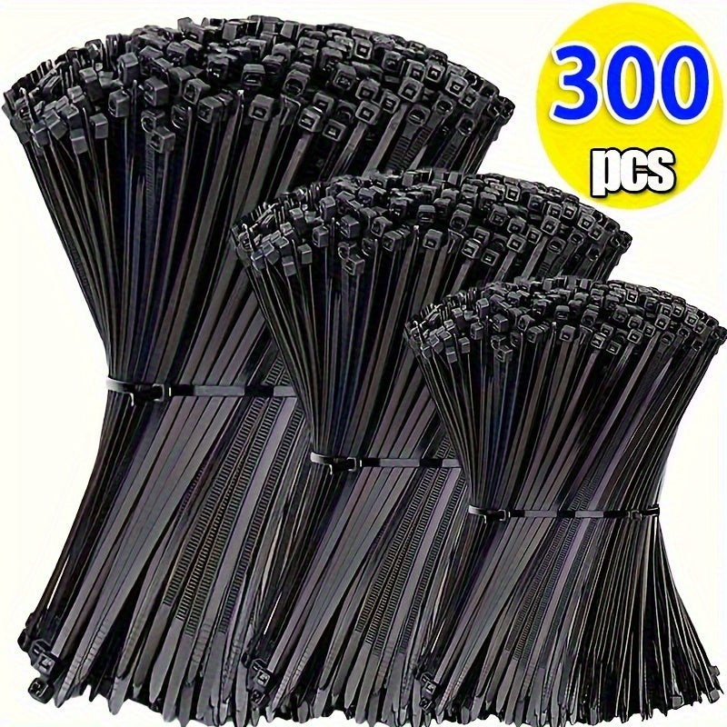 TEMU 300 Durable Nylon Cable Ties- Adjustable, Waterproof, And Non-slip, Suitable For Home, Office, Outdoor Use, Furniture Assembly, And Gardening