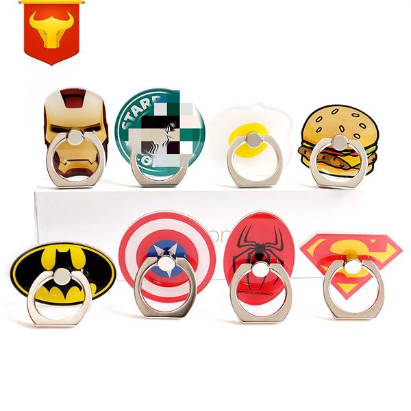 Cell Phone Accessories Creative Ring Mounts Holders Acrylic Finger Ring Buckle Bracket cartoon Hamburg eggs For iPhone 7 Plus Samsung