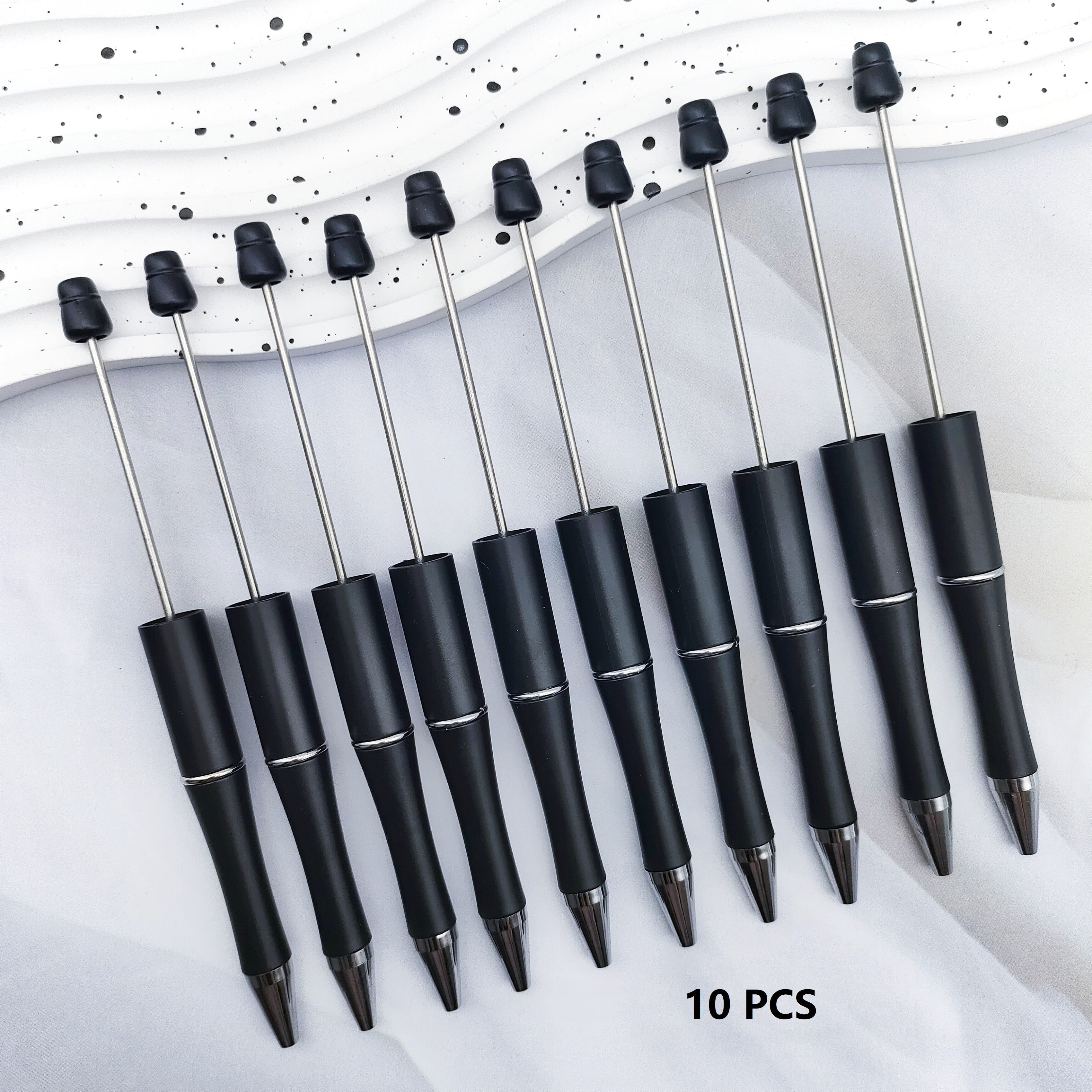TEMU A Set Of 10 Ordinary Plastic Bead Pens With Black Ink, Of Threading , In Multiple Colors.