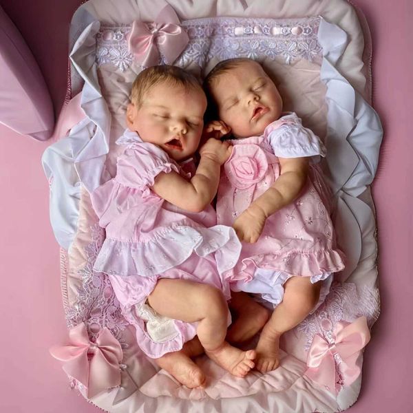 43cm Twin Full Silicone Vinyl Baby Reborn Girl Hair Paint Soft Touch 3D Painted Skin Newborn Doll X250210