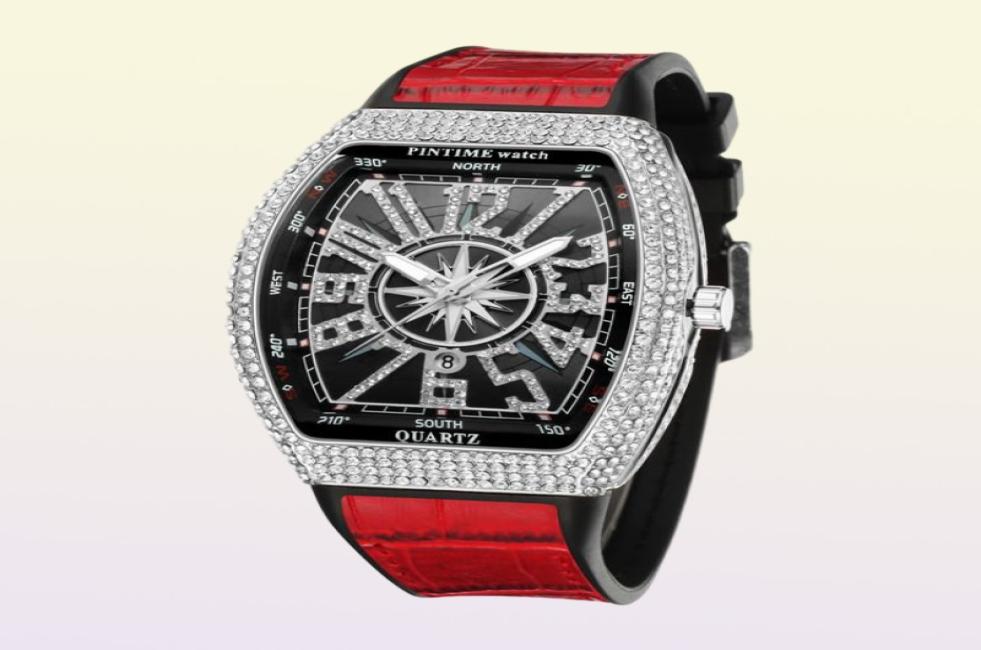 Wristwatches Watch Men039s Frank Wine Bucket Large Dial Starry Belt Yacht Diamond Retro Creative Watches3676495