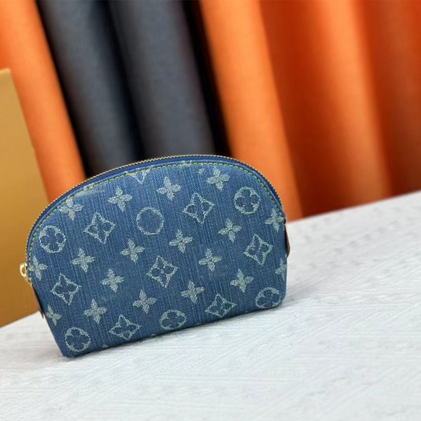 Denim Designer Makeup Bag small pouch Travel Pouch Women Designers Cosmetic mini bags fashion ladies Zipper Make Up Bag Clutch Purse half ro