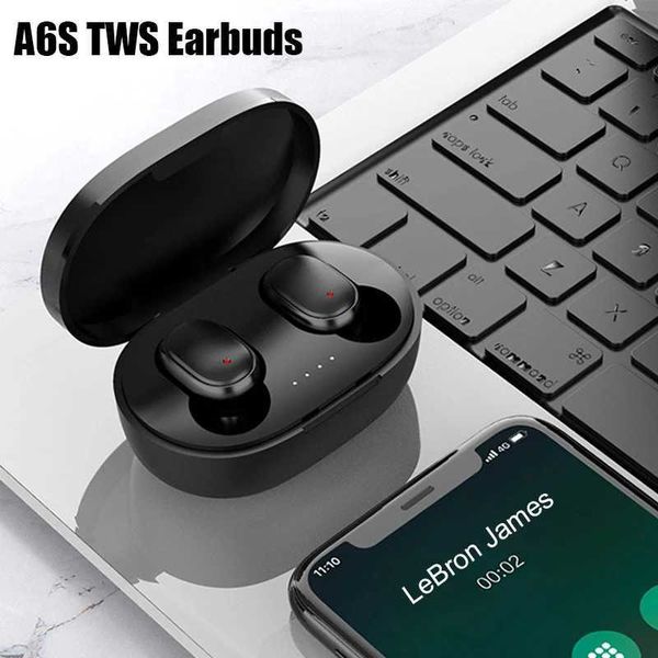 Fones de ouvido do telefone celular A6S fones de ouvido Bluetooth TWS Sports Ear fones E7s Touch Mini fones de ouvido sem fio Bluetooth 5.0