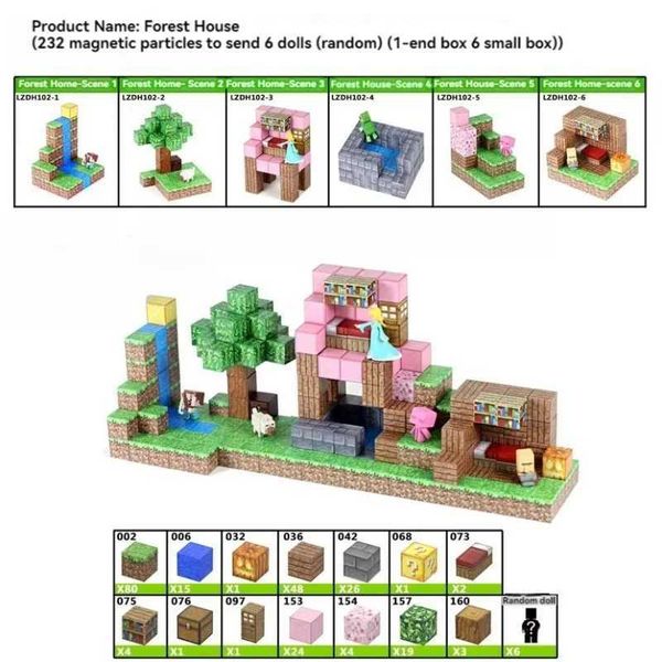 Model Building Kits Creative Magnetic Building Blocks Bricks Architectural Set DIY Assembly Model Tech Kids Toy for Children Girls Christmas