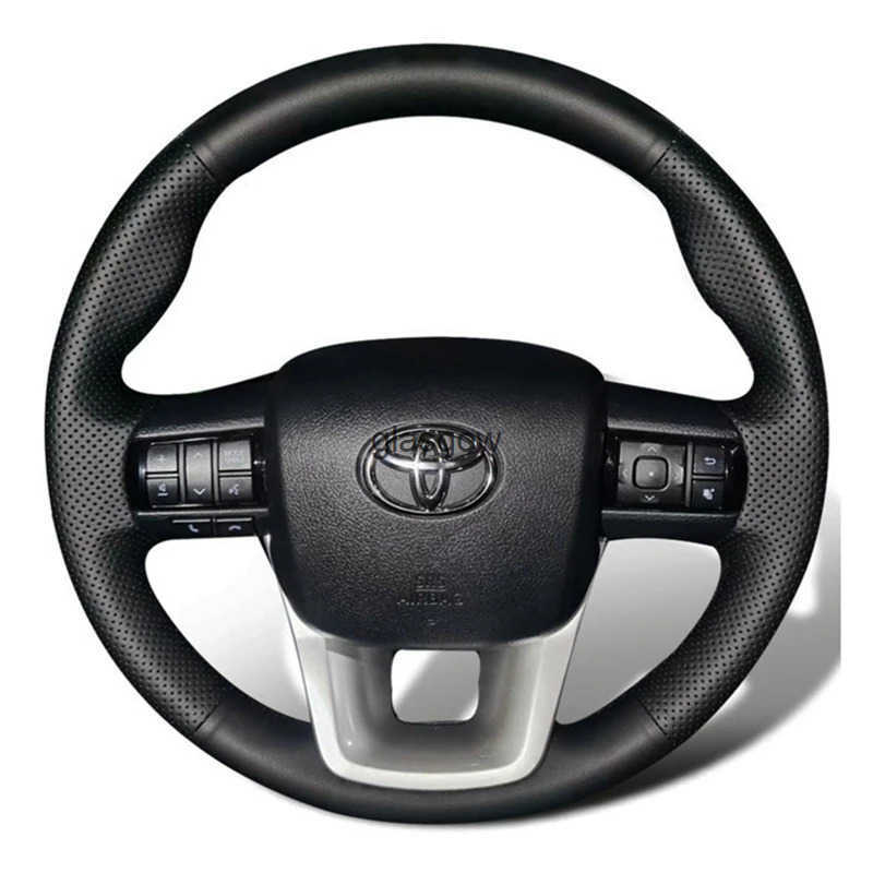 Car Steering Wheel Cover Artificial Leather For Toyota Fortuner Hilux 2015-2021 Steering-Wheel Cover Wrap Auto Interior Q250731