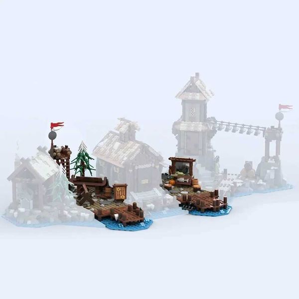 MOC Medieval Pirate Ship Viking Village 21343 Extension Building Block Set Brick Toys Puzzle Children Birthday Children Gifts W250115