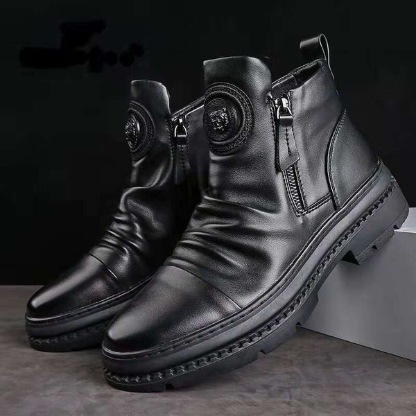 Martin British Style High Top Men shoes Motorcycle Leather Zipper Retro Men&#039;s Boots atillas Hombre