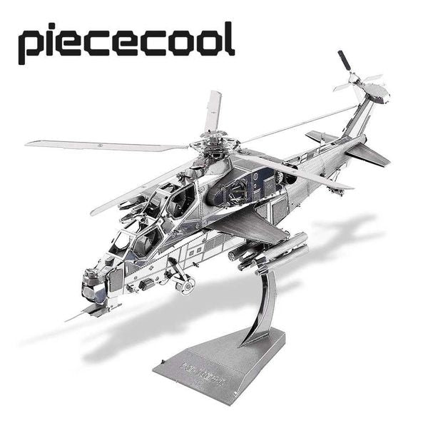 3D Puzzles Piececool Model Building Kits WUZHI-10 Helicopter 3D Metal Puzzle Jigsaw Kids Toys DIY Set for Adult Brain Teaser Y250112KIYE