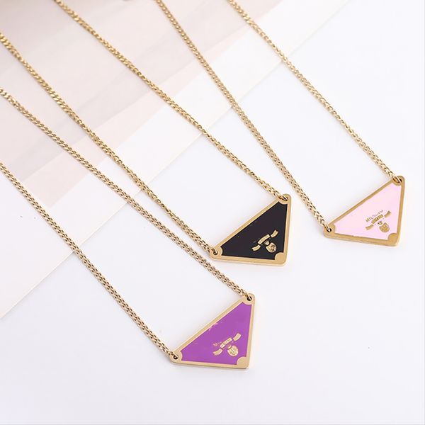 Designer Top Jewellery Diamond Diamond Colar Men Pingente Colar Chain Tennis Chain Mens feminino Triângulo de aço inoxidável Pingente de mod