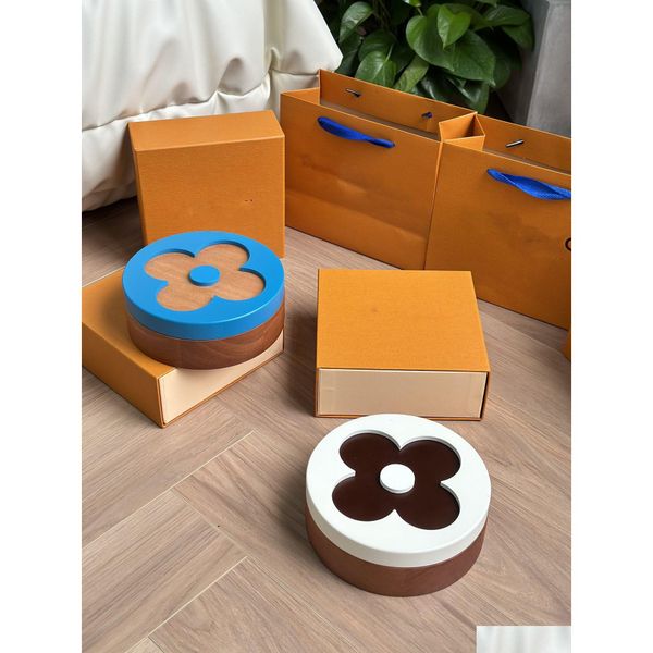 2025--Decorative Plates Designer Brown Storage Tray Home Office Ornament Jewelry Stamp Organizer Drop Delivery Garden Decor Accents