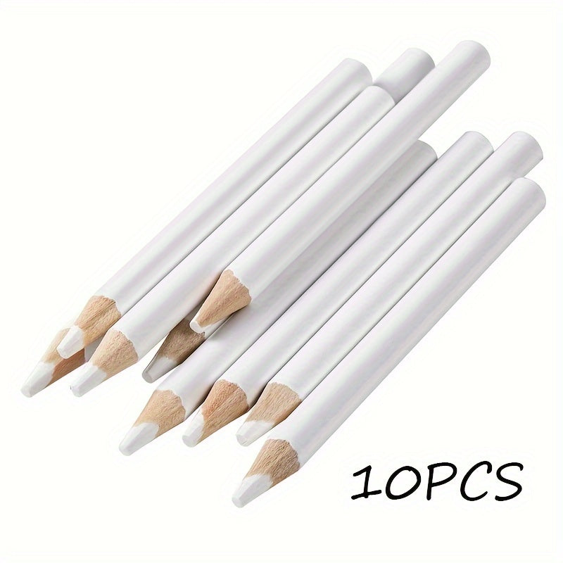TEMU White Marking Pencils - Set Of 10 Fabric Marking Pens For Sewing, Tailors Chalk, Nail Art Picker, Knitting & Crochet Crafting Tools