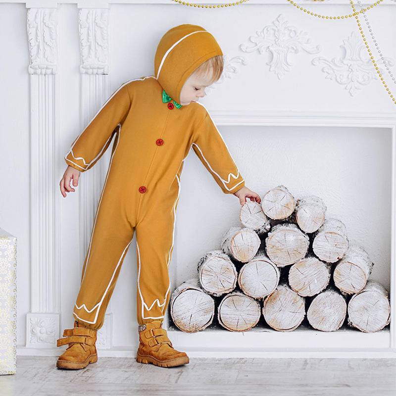 Family Matching Christmas Pajamas Baby Romper Gingerbread Man Bow Decor Print Tops and Pants Sleepwear Set 241121