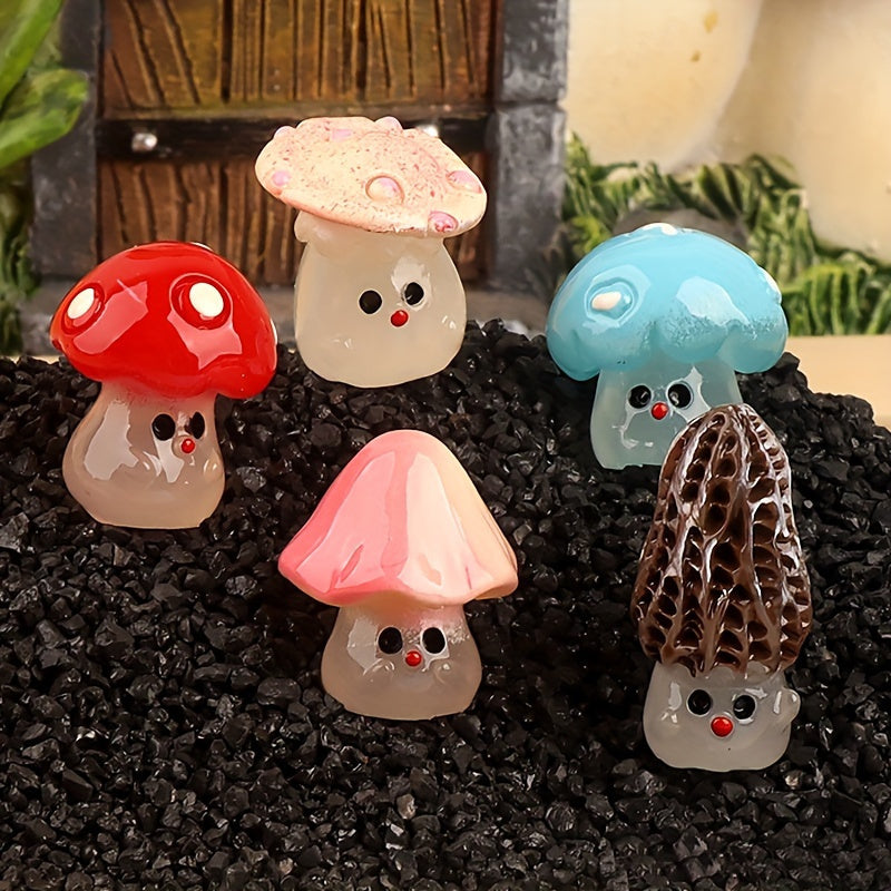 TEMU 5 Glow Mushroom Decor Set: Handmade Resin Pieces Micro Landscapes& Wall Decor. Your Home With Magic And
