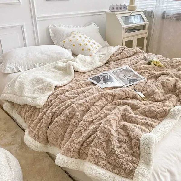 Blanket Winter Blankets Soft Plaid Warm Fleece for Adults Kids Solid Sofa Bed Cover Duvet Plush Throw Bedspread for Home Beds Couch Z241021