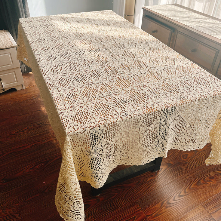 Pastoral hook lace bedside table TV refrigerator washing machine dining table coffee table small appliance tablecloth cover cloth 5R7K01
