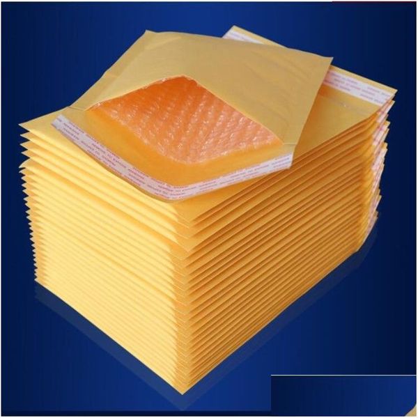 wholesale Mail Wholesale 100Pcs Many Sizes Yellow Kraft Bubble Maig Envelope Courier Mailers Padded Envelopes Packaging Drop Delivery Office