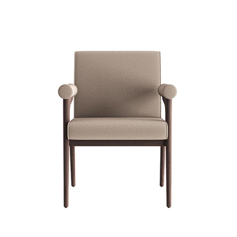 Living Room Furniture Modern Antelope - inspired Beige Fabric Dining Chair with Wooden Frame