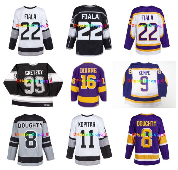 Trevor Moore Kevin Fiala Quinton Byfield Throwback Kings Hockey Jersey MARCEL DIONNE WAYNE GRETZKY Drew Doughty Anze Kopitar KELLY HRUDEY Ad