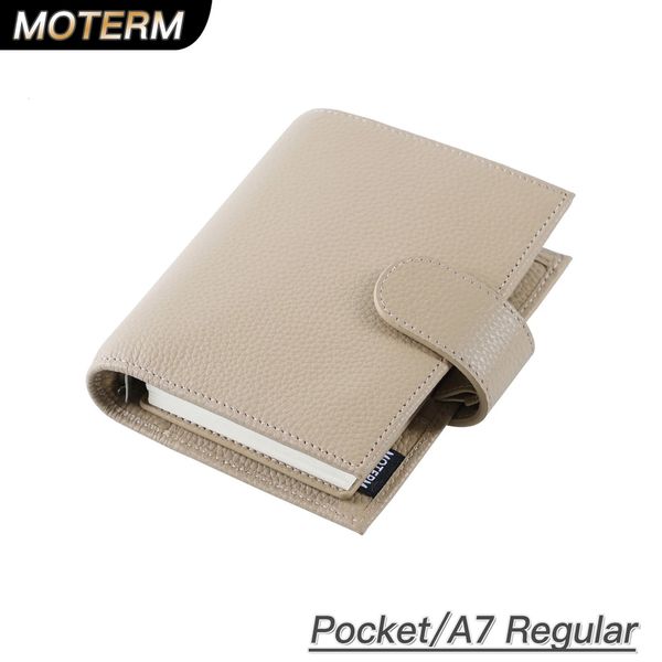 Moterm Regular 2.0 Pocket Size Rings Planner Genuine Pebbled Grain Leather A7 Notebook Agenda Organizer Diary Sketchbook 250103