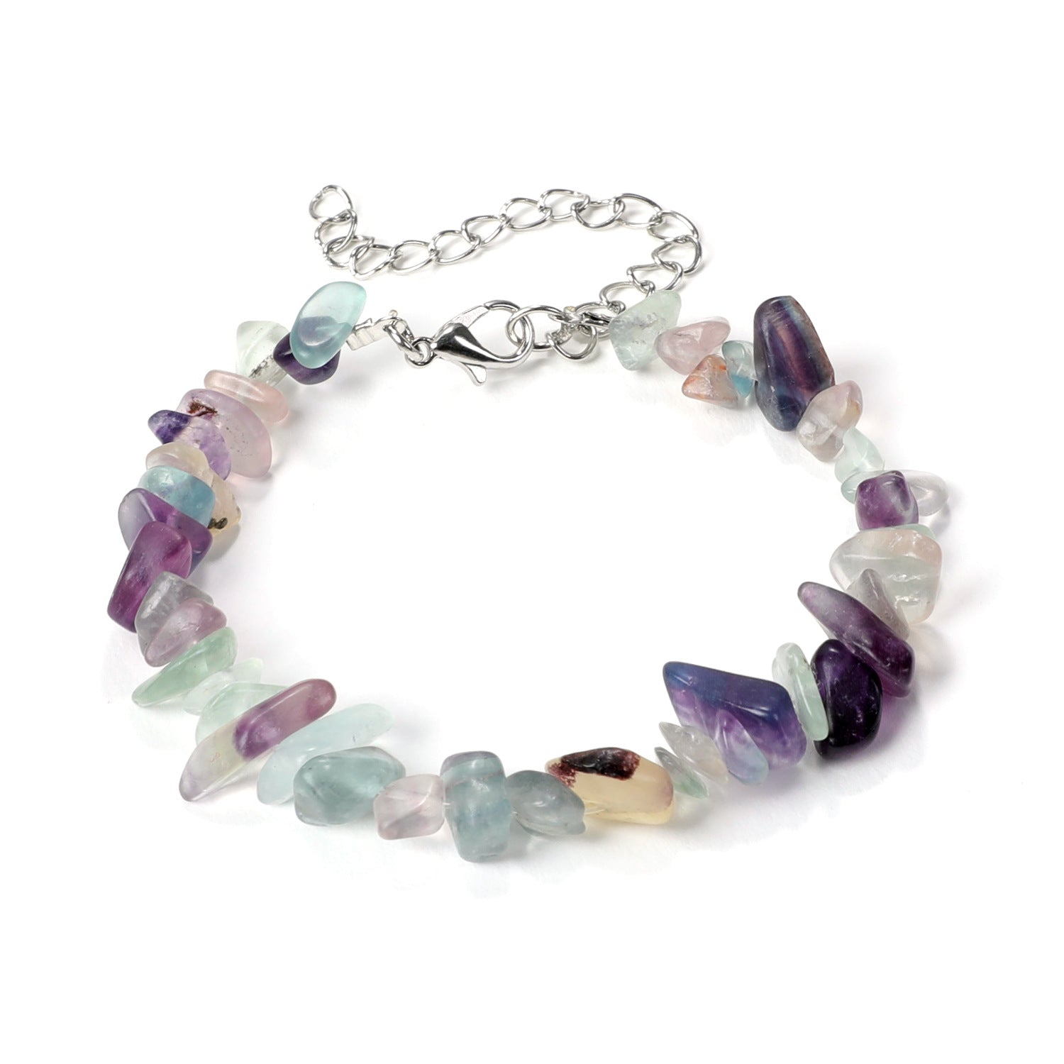 Natural Gem Stone Beaded Bracelets Irregular Amethyst Fluorite Crystal Chip Bracelet Bangles Quartz Wristband for Women