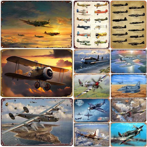Metal Tin Signs Plaque Airforce Plane Wall Decoration Vintage Art Posters Iron Painting for Man Cave Home Cafe Garden Club BarXJ250116