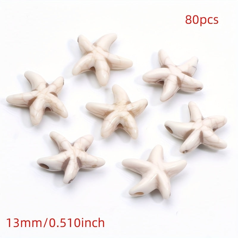 TEMU 80pcs Starfish Pendants, 13mm Crackle Acrylic Beads For Necklace Jewelry Making, Diy Craft Beads, Ocean Themed Charms