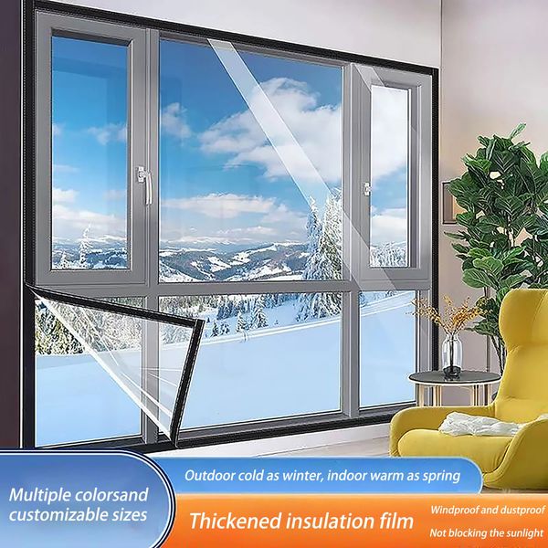 Sheer Curtains Window insulation film winter indoor windproof and warm windows energy-saving transparent film screen windows door covers 241