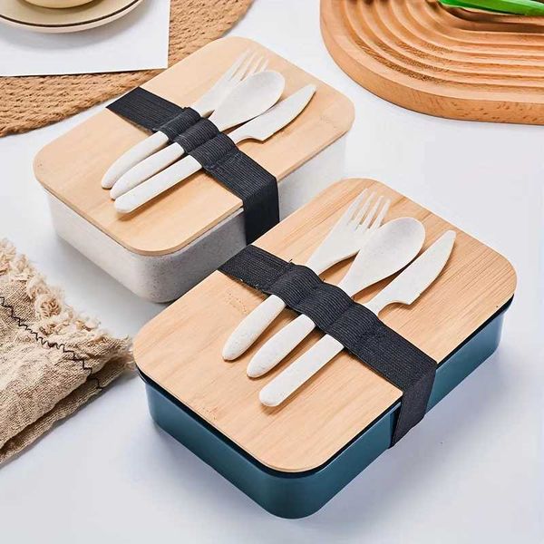 A 1200ML wooden lid bento lunch box microwave bento box portable leak-proof wooden lunch box Japanese bento box durable easT250108