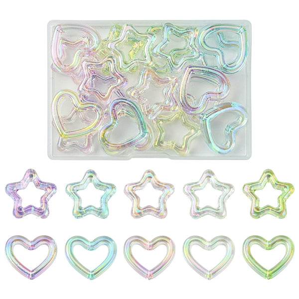 20 pièces 2 styles placage uv perles acryliques transparentes