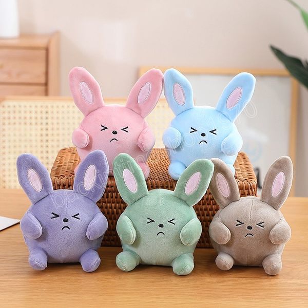 14x10CM Cute Plush Rabbit Toys Lovely Green-Blue Round Rabbit Dolls Throw Pillow for Children Adults Birthday Gift