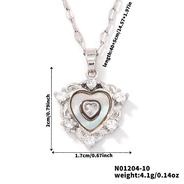 Collares colgantes en forma de corazón de circonita cúbica transparente de latón