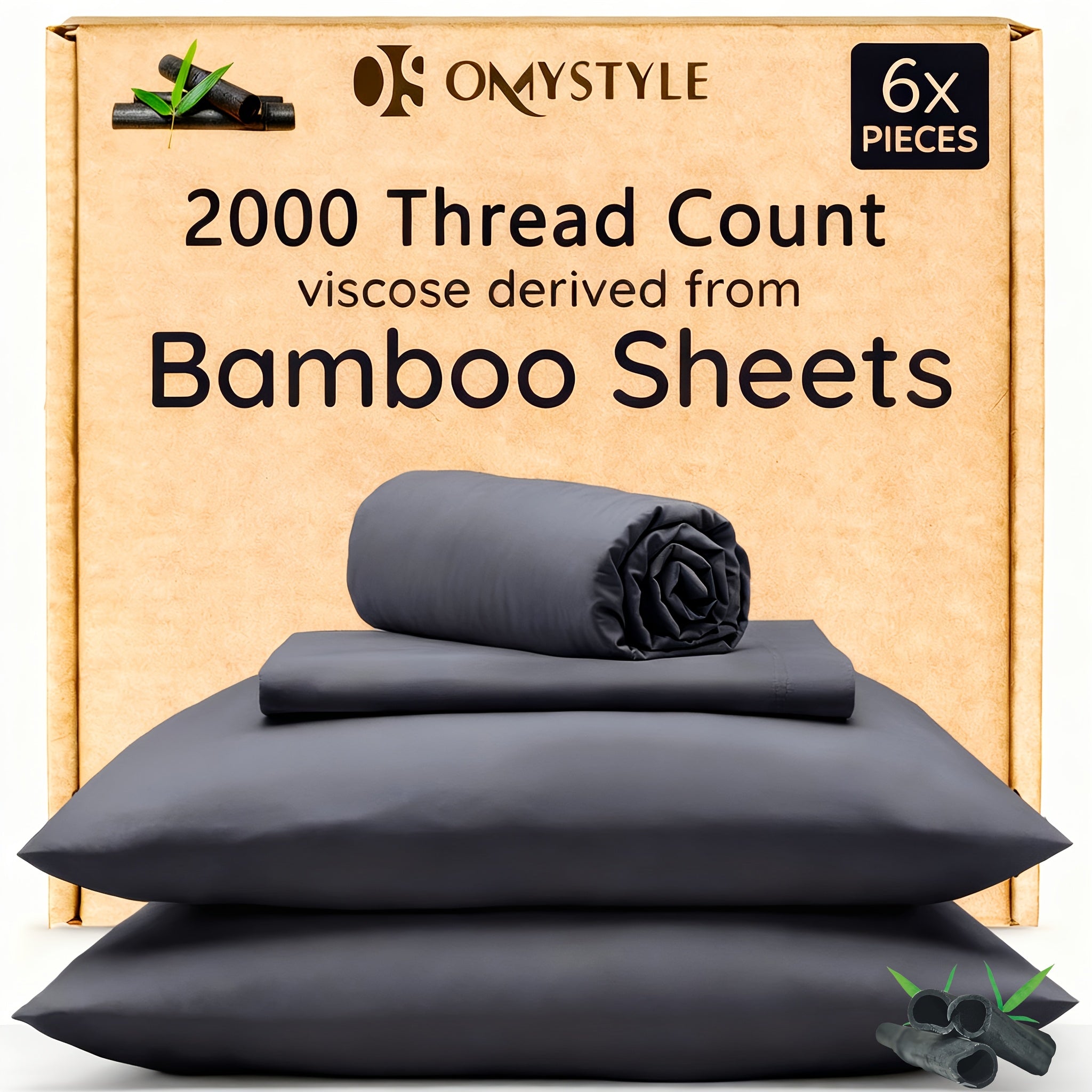 TEMU 4pcs-6pcs Bamboo Cooling Bedding Set - Breathable And Y - Fit For Hot Sleepers And Sweats, Pillowcases, Flat Sheet And Fitted Sheet - A Perfect
