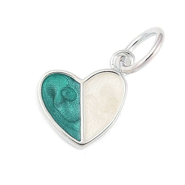 Charms de corazón esmaltados en plata de ley de dos tonos y 925 unidad