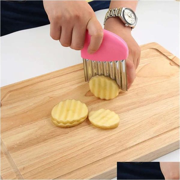 Wavy Tools Fruit French Vegetable Fries Cutter Stainless Steel Potato Slicer Chopper Veggie Durable Kitchen Gadgets Ct0478 Drop De Dhvxg