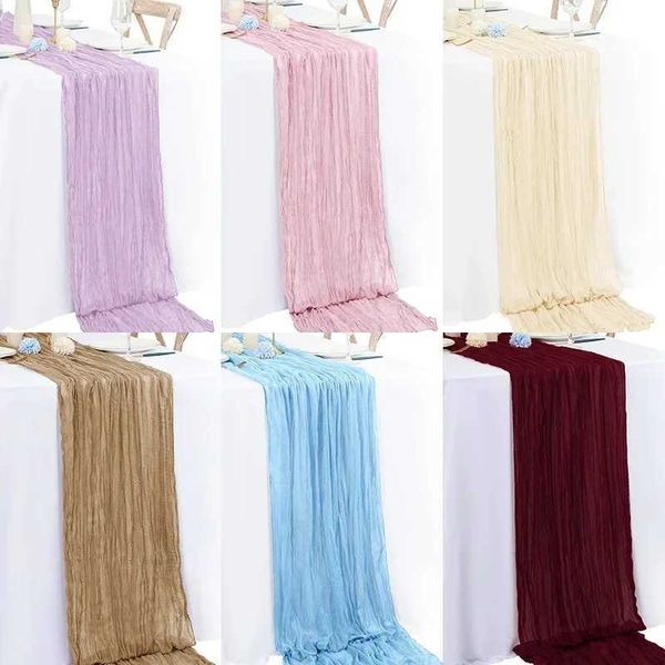 1pc Boho Style Cheesecloth Table Runner Semi-Sheer Gauze Table Runner For Wedding Bridal Baby Shower Birthday Party Cake Decor Y250120