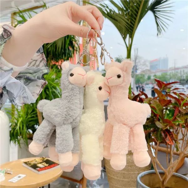 Cute Lovely Alpaca Keychains Plush Toy Japanese Alpacas Soft Stuffed Sheep Llama Animal Dolls Keychain Doll 18cm 1208