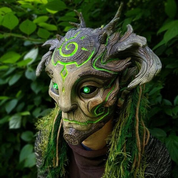 Steampunk Elf Full Face Mask Halloween Cool Full Head Led Latex Mask Cyberpunk Cosplay Mascara Carnival Masquerade Glow Mask